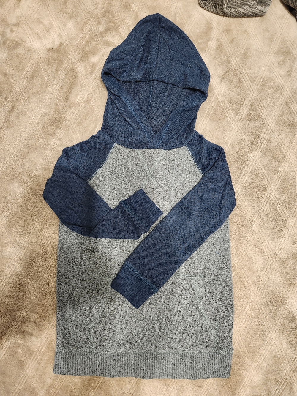 Kids Two-Tone Hooded Pullover Sweatshirt - Teal